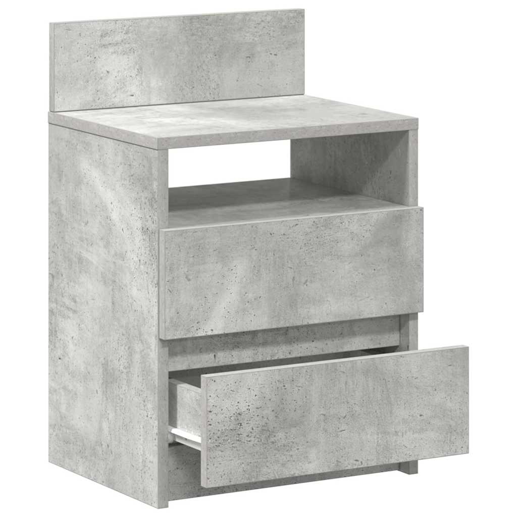 Mesa de cabeceira com 2 gavetas 40x33x60 cm cinzento cimento