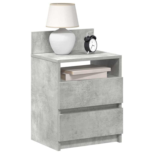 Mesa de cabeceira com 2 gavetas 40x33x60 cm cinzento cimento