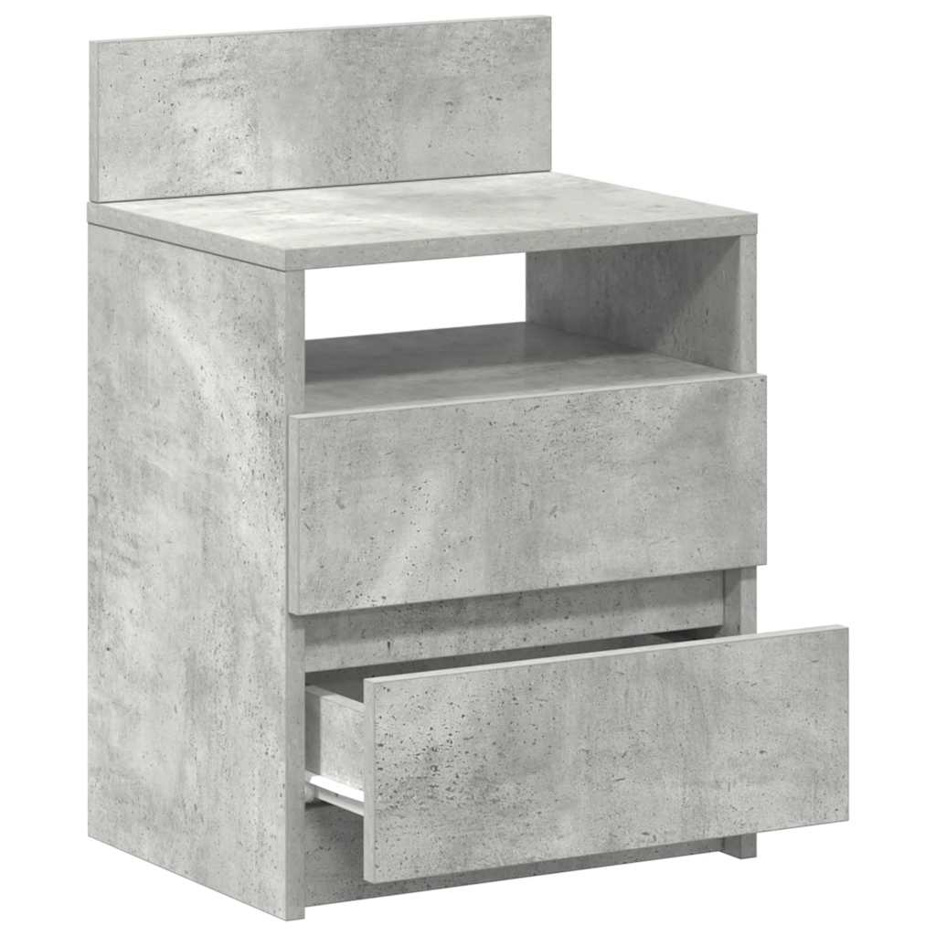Mesas de cabeceira 2pcs c/ 2gavetas 40x33x60cm cinzento cimento