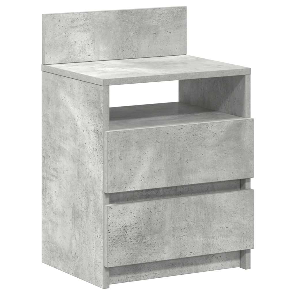 Mesas de cabeceira 2pcs c/ 2gavetas 40x33x60cm cinzento cimento