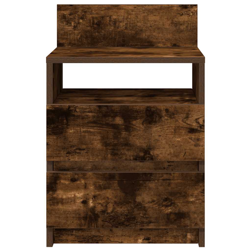 Mesa de cabeceira com 2 gavetas 40x33x60 cm carvalho fumado