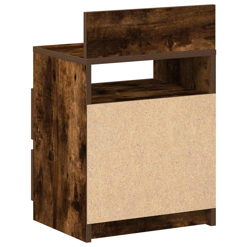 Mesa de cabeceira com 2 gavetas 40x33x60 cm carvalho fumado
