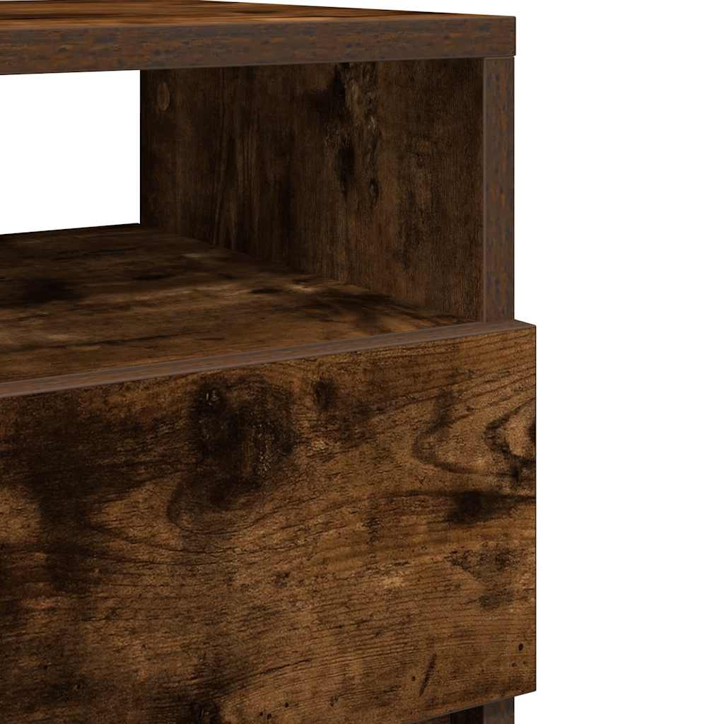 Mesa de cabeceira com 2 gavetas 40x33x60 cm carvalho fumado