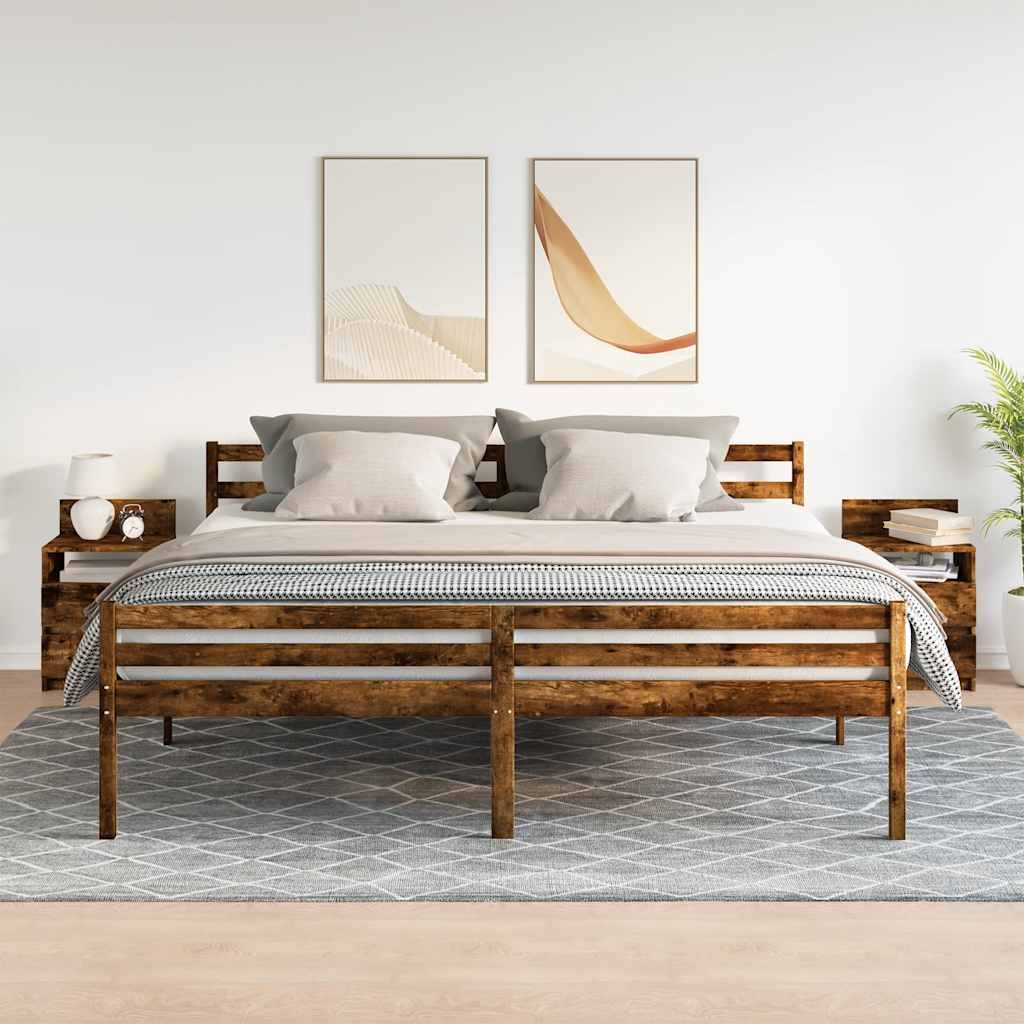 Mesas de cabeceira 2pcs com 2gavetas 40x33x60cm carvalho fumado