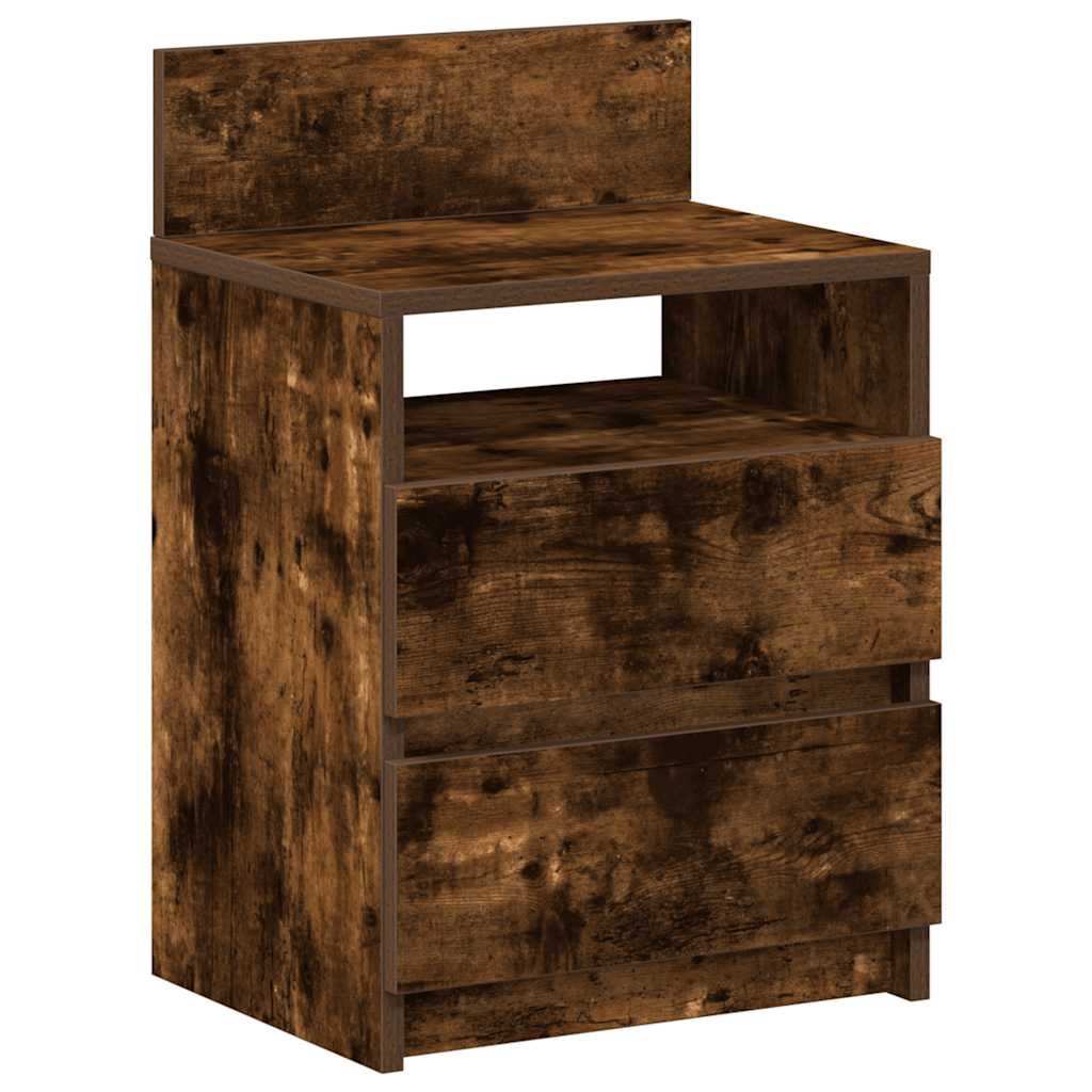 Mesas de cabeceira 2pcs com 2gavetas 40x33x60cm carvalho fumado