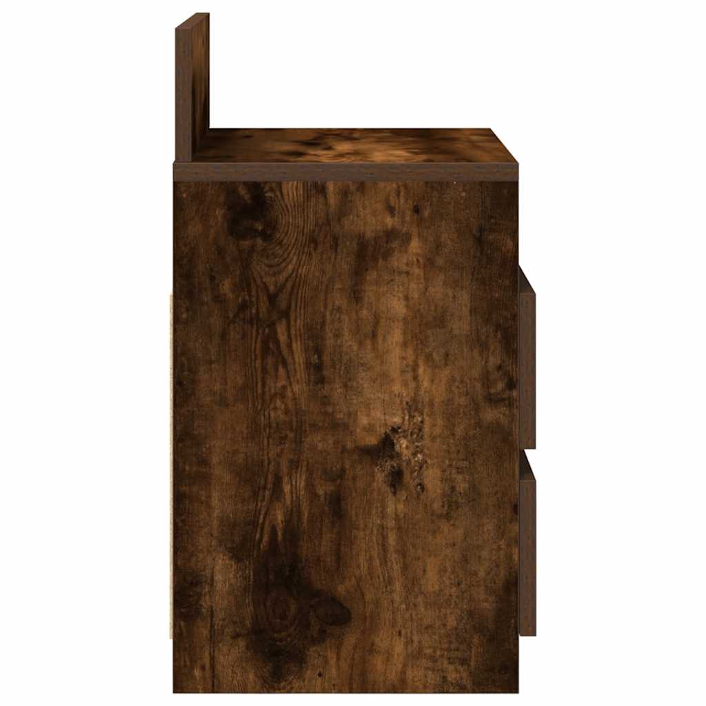 Mesas de cabeceira 2pcs com 2gavetas 40x33x60cm carvalho fumado
