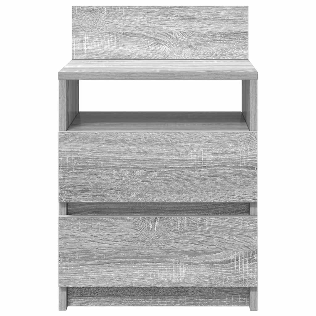 Mesa de cabeceira com 2 gavetas 40x33x60 cm cinzento sonoma