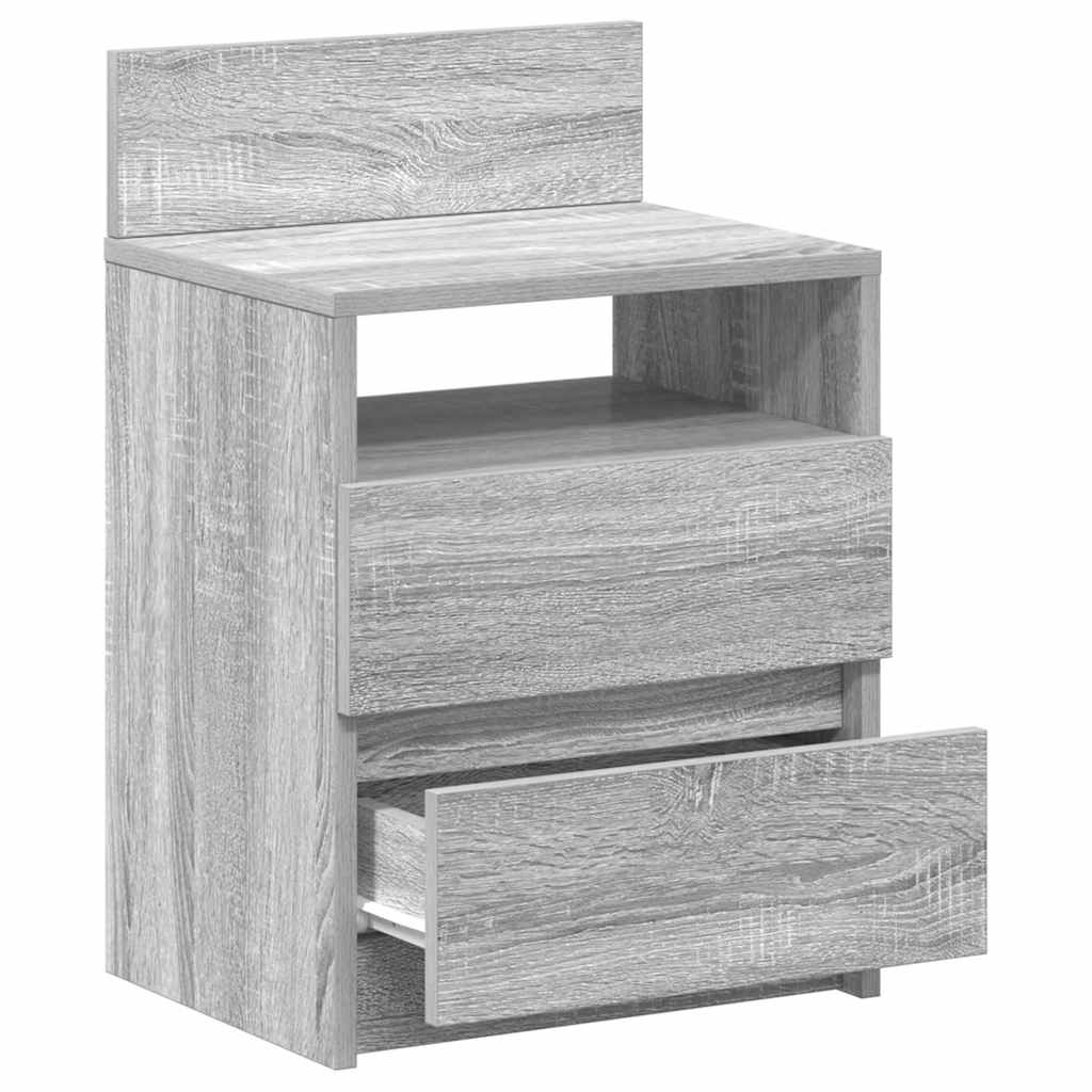 Mesa de cabeceira com 2 gavetas 40x33x60 cm cinzento sonoma
