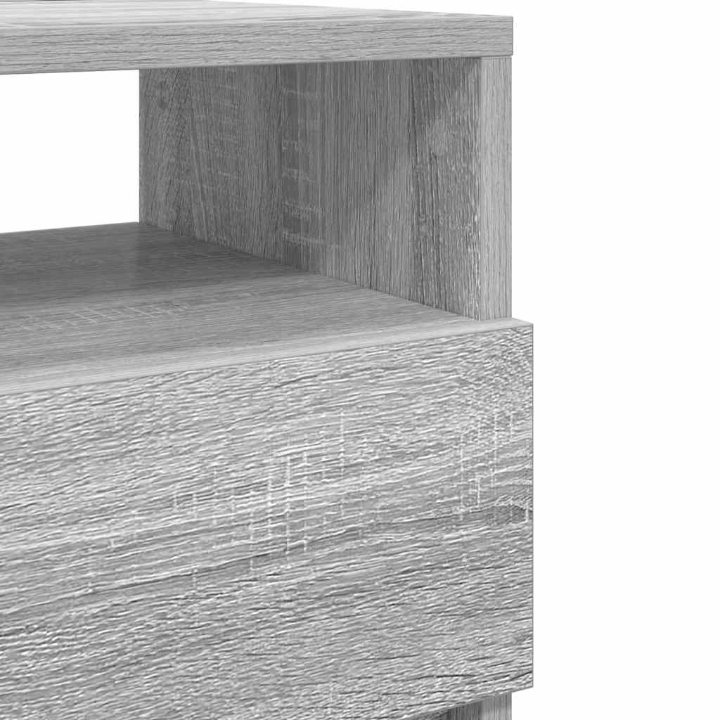 Mesa de cabeceira com 2 gavetas 40x33x60 cm cinzento sonoma