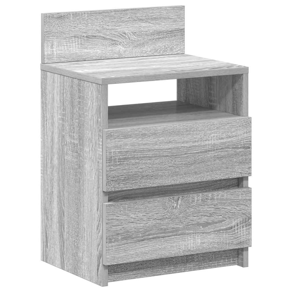 Mesas de cabeceira 2pcs com 2gavetas 40x33x60cm cinzento sonoma