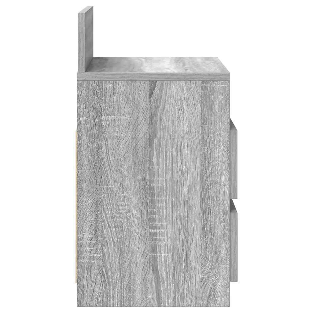 Mesas de cabeceira 2pcs com 2gavetas 40x33x60cm cinzento sonoma
