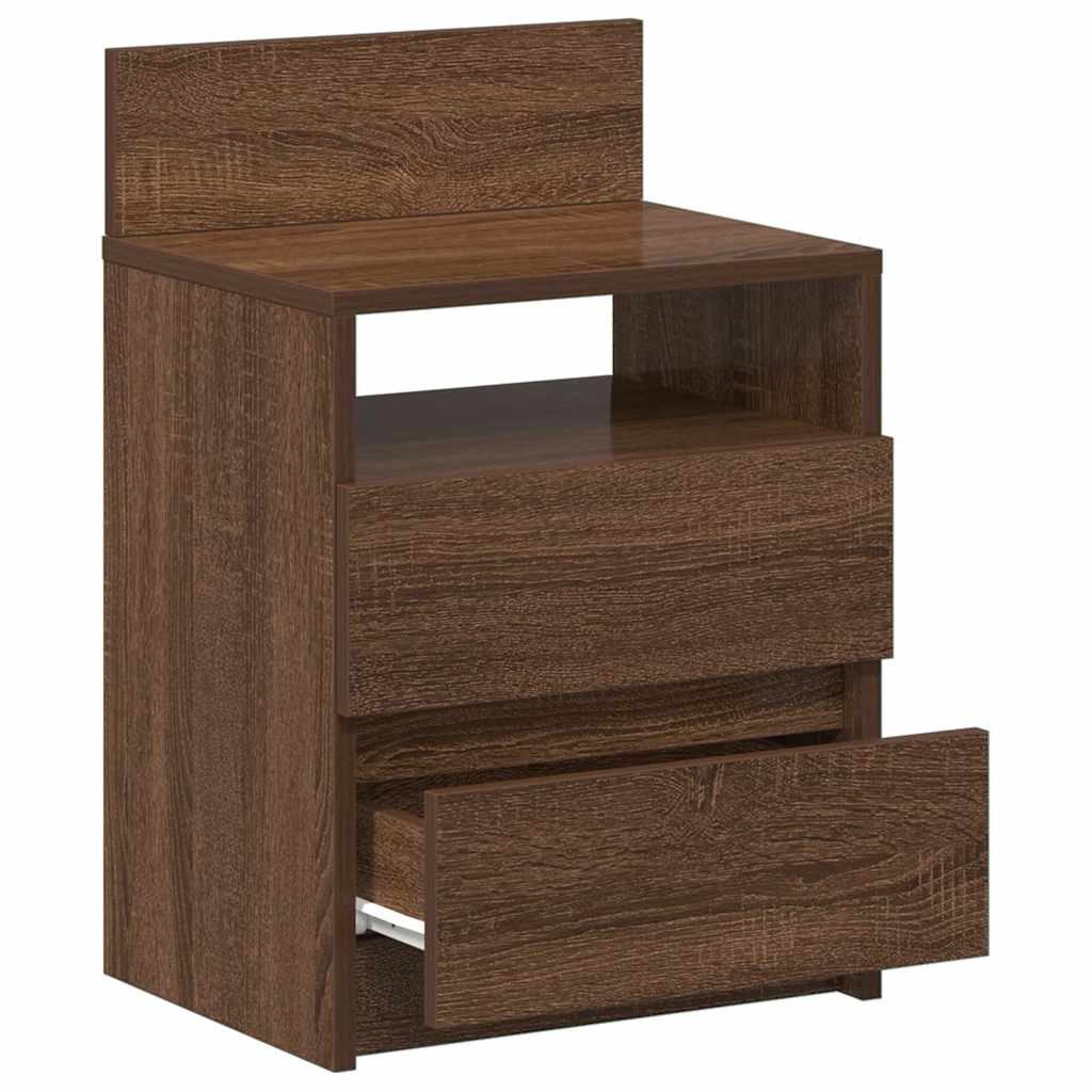 Mesas cabeceira 2pcs c/ 2gavetas 40x33x60cm carvalho castanho