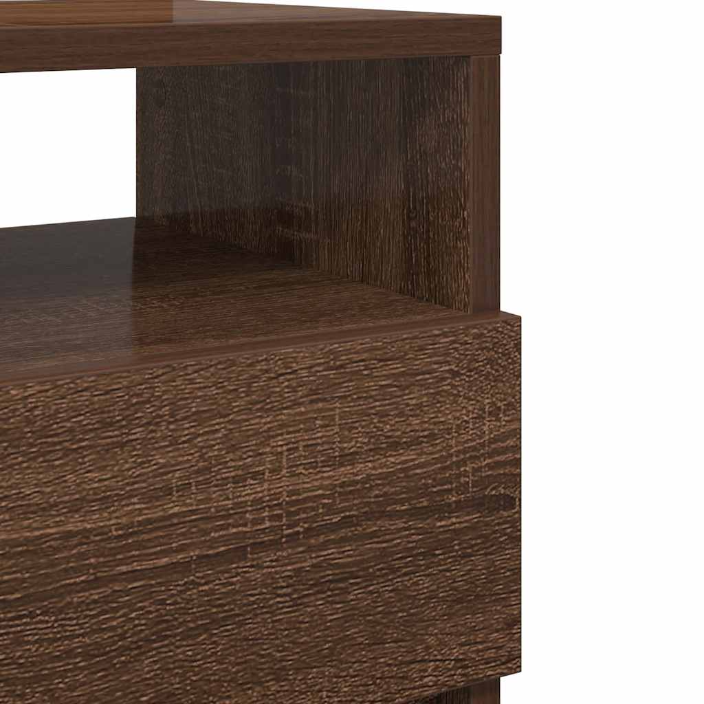 Mesas cabeceira 2pcs c/ 2gavetas 40x33x60cm carvalho castanho