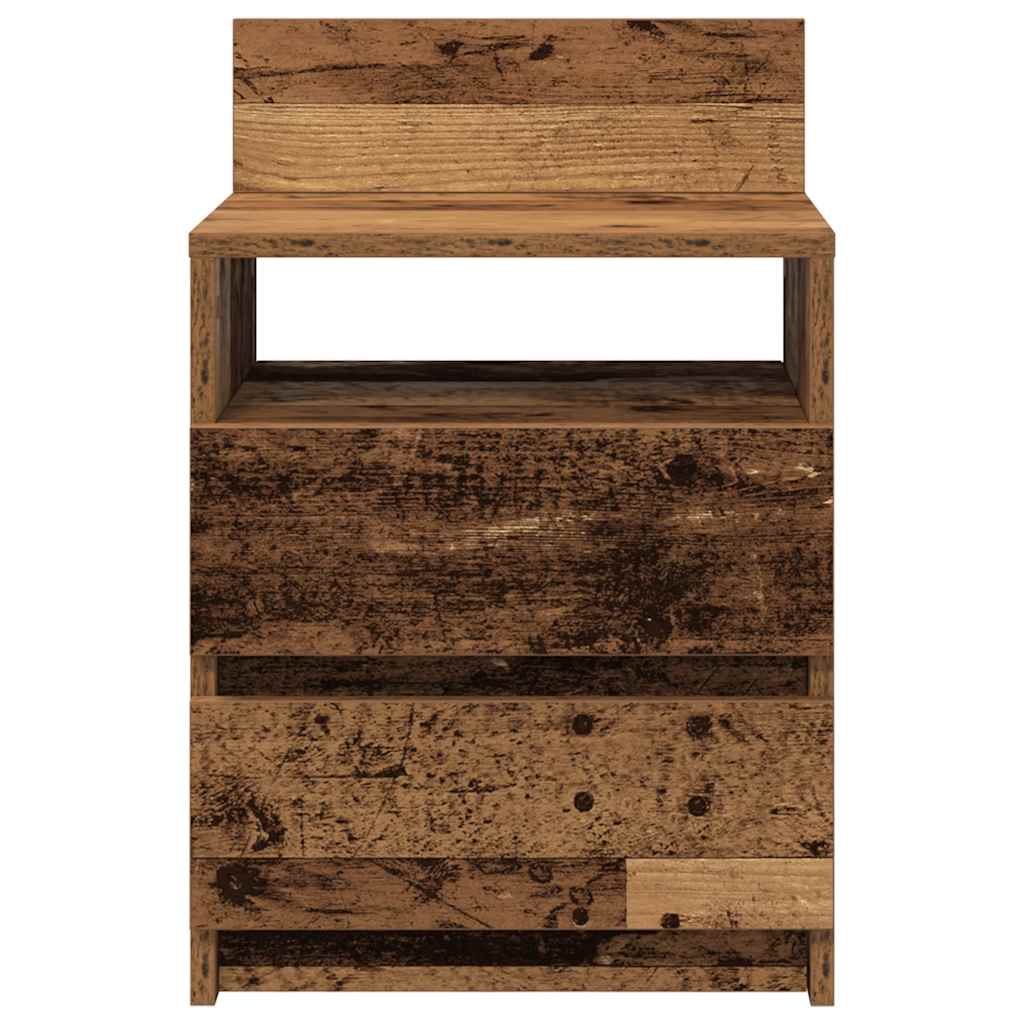 Mesa de cabeceira com 2 gavetas 40x33x60 cm madeira velha
