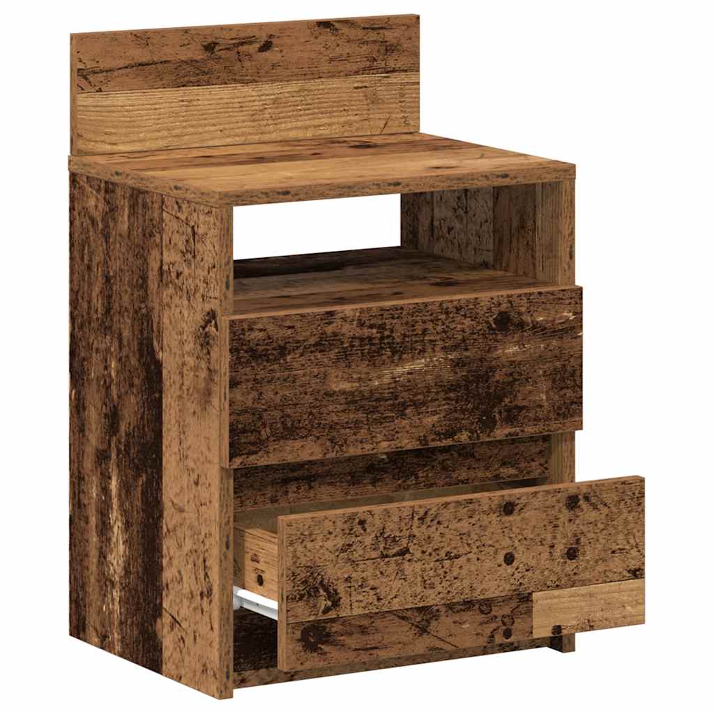 Mesa de cabeceira com 2 gavetas 40x33x60 cm madeira velha
