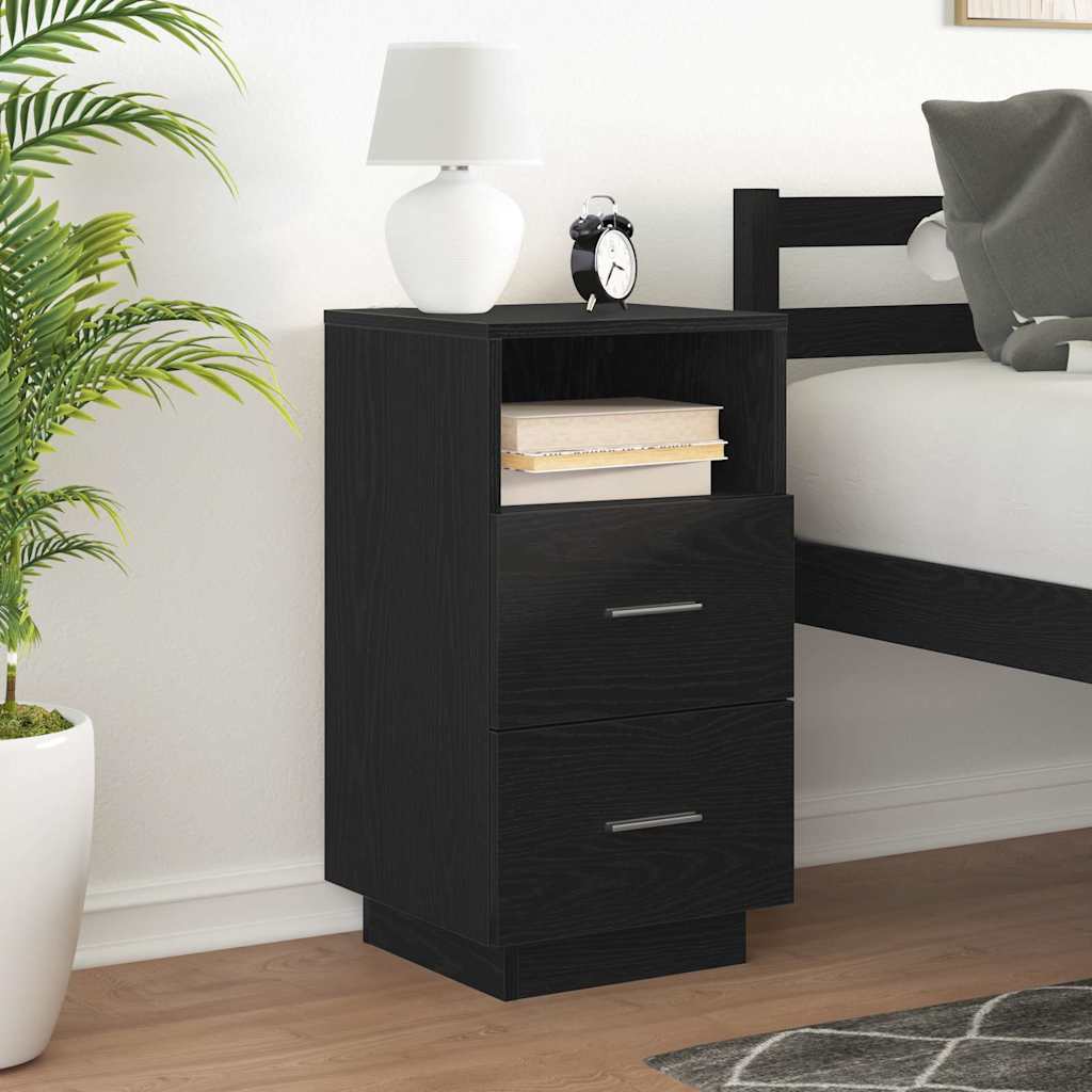 Mesa de cabeceira com 2 gavetas 36x36x68 cm preto