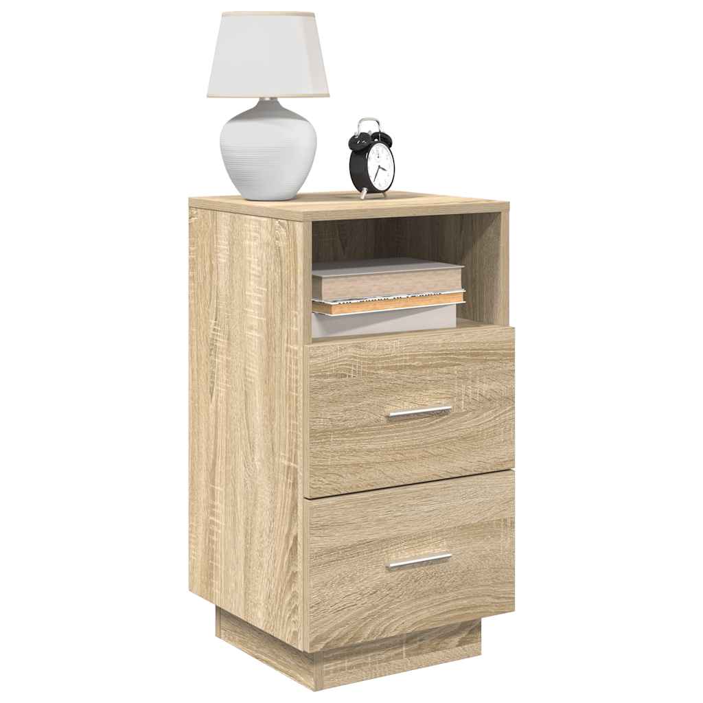 Mesa de cabeceira com 2 gavetas 36x36x68 cm carvalho sonoma
