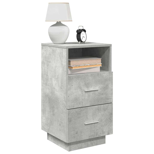 Mesas cabeceira 2pcs c/ 2gavetas 36x36x68 cm cinzento cimento