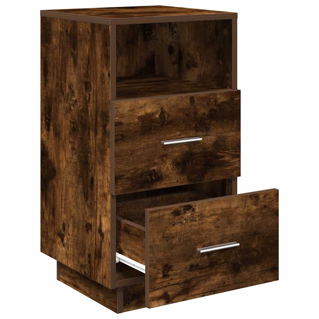 Mesas cabeceira 2pcs com 2gavetas 36x36x68 cm carvalho fumado