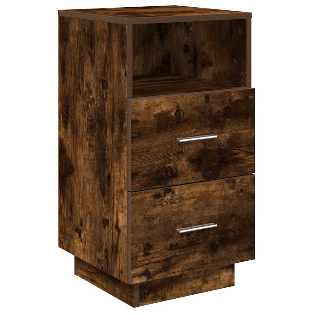 Mesas cabeceira 2pcs com 2gavetas 36x36x68 cm carvalho fumado
