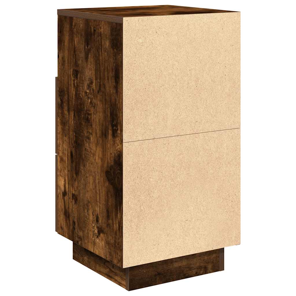 Mesas cabeceira 2pcs com 2gavetas 36x36x68 cm carvalho fumado