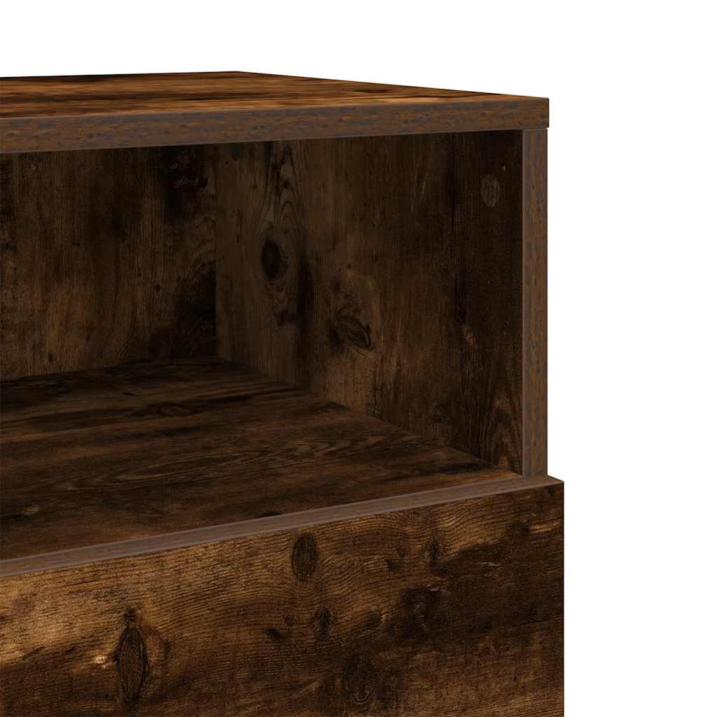 Mesas cabeceira 2pcs com 2gavetas 36x36x68 cm carvalho fumado