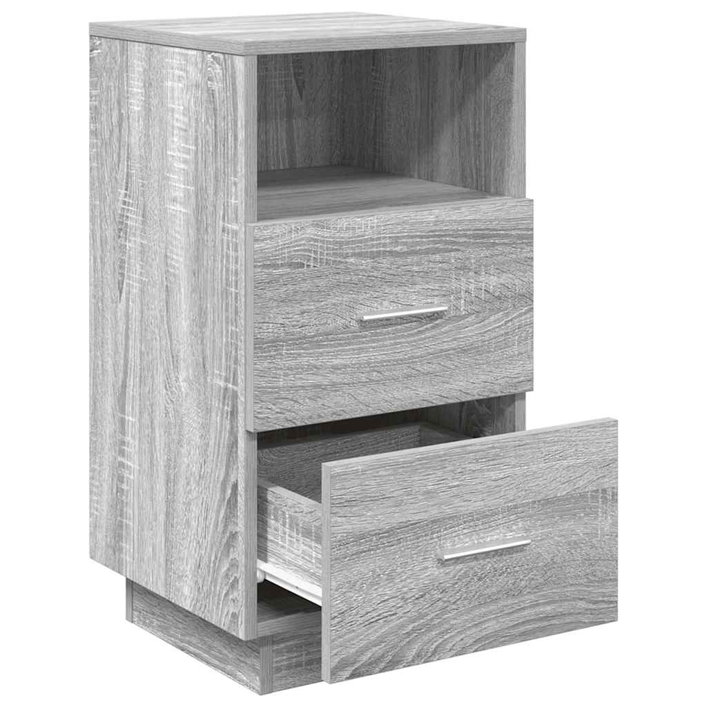 Mesa de cabeceira com 2 gavetas 36x36x68 cm cinzento sonoma