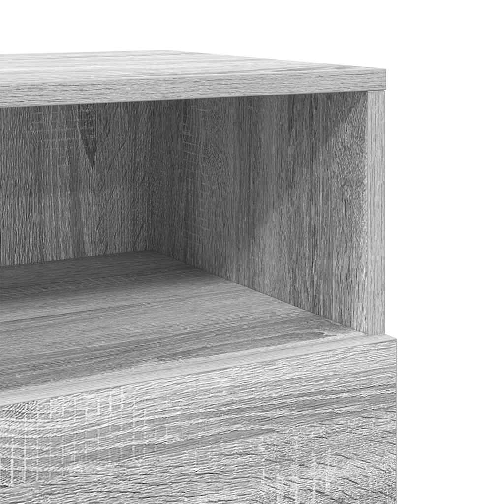 Mesa de cabeceira com 2 gavetas 36x36x68 cm cinzento sonoma