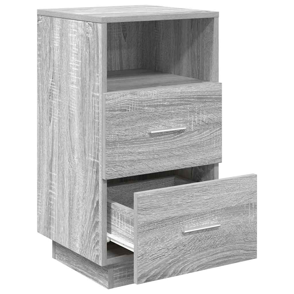 Mesas cabeceira 2pcs com 2gavetas 36x36x68 cm cinzento sonoma