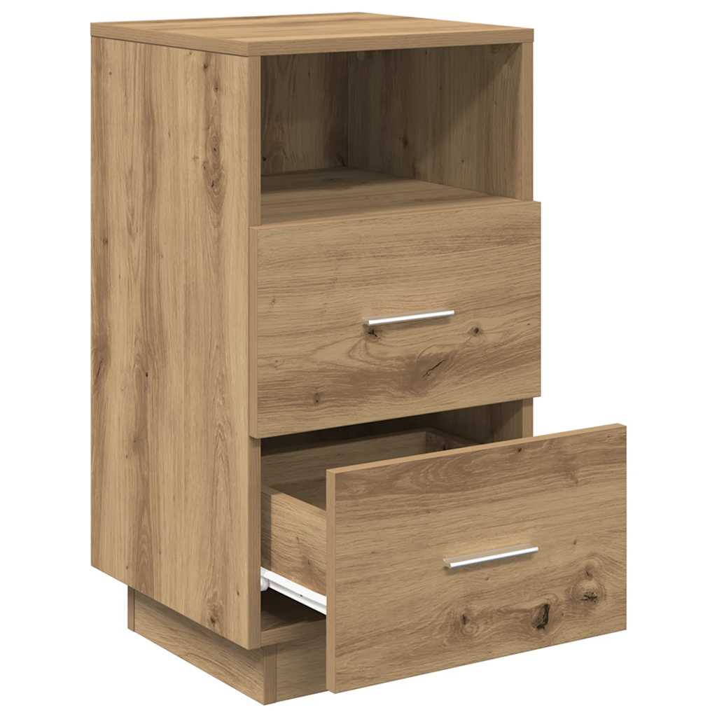 Mesa de cabeceira com 2 gavetas 36x36x68 cm carvalho artisiano