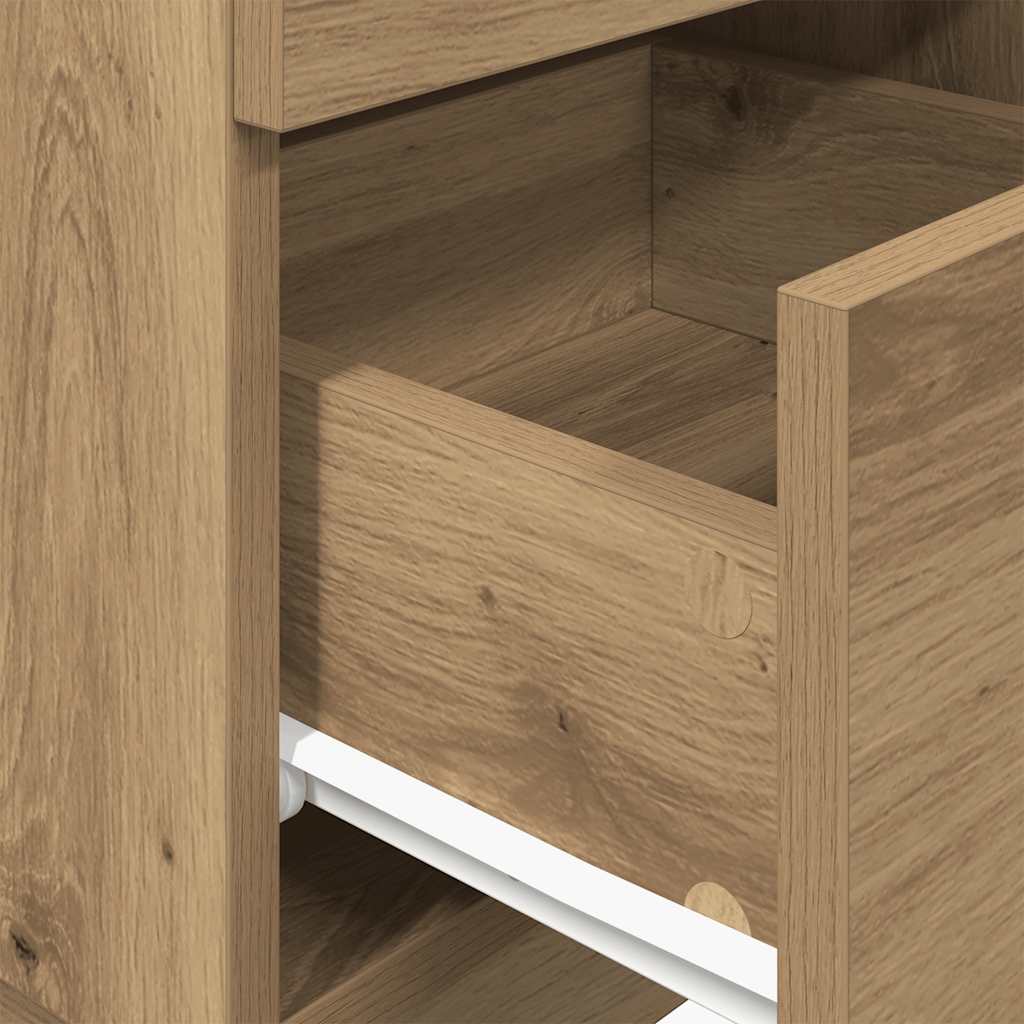 Mesas cabeceira 2pcs 2 gavetas 36x36x68 cm carvalho artisiano