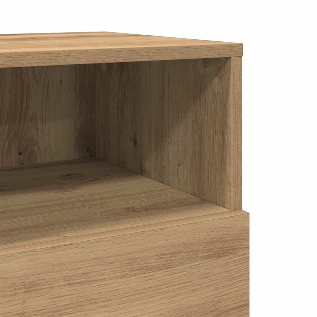 Mesas cabeceira 2pcs 2 gavetas 36x36x68 cm carvalho artisiano