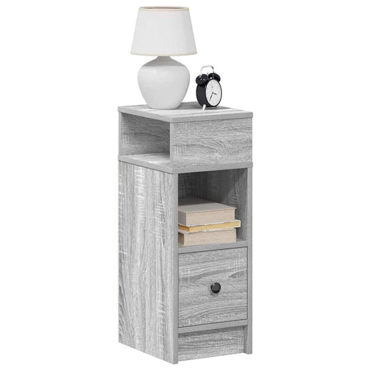 Mesa de cabeceira com gaveta 25x31x66 cm cinzento sonoma