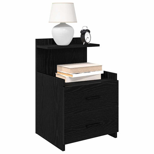 Mesa de cabeceira com 2 gavetas preta 40x36,5x62 cm