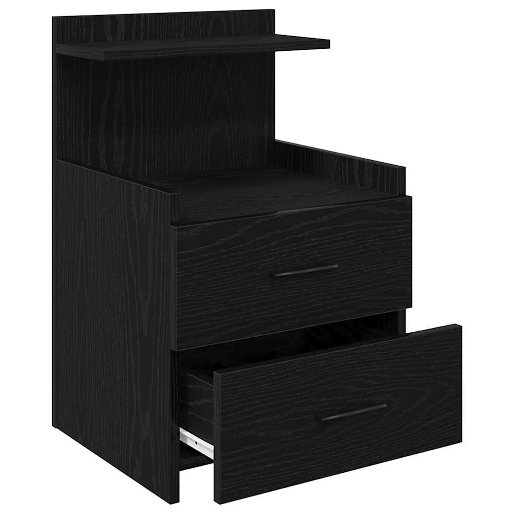 Mesas de cabeceira 2 peças com 2 gavetas pretas 40x36,5x62 cm