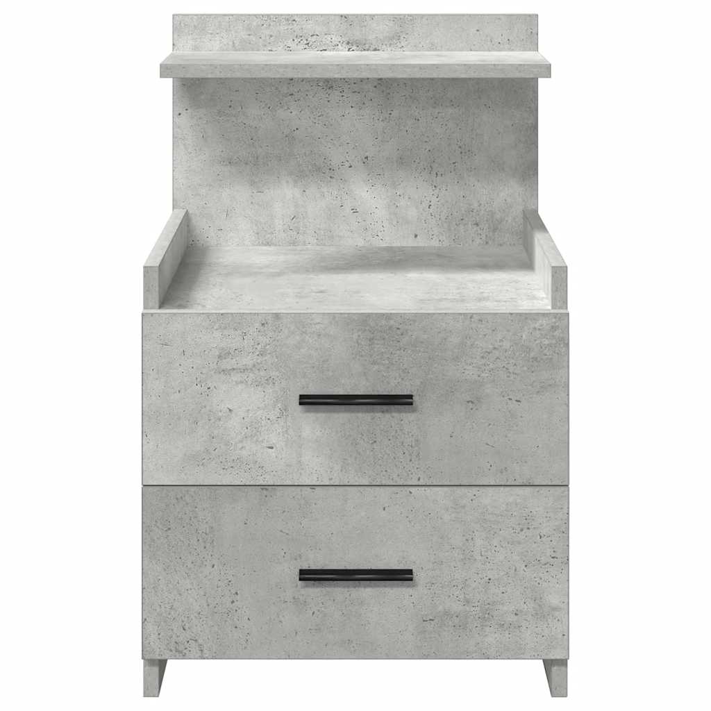 Mesa de cabeceira com 2 gavetas cinza concreto 40x36,5x62 cm