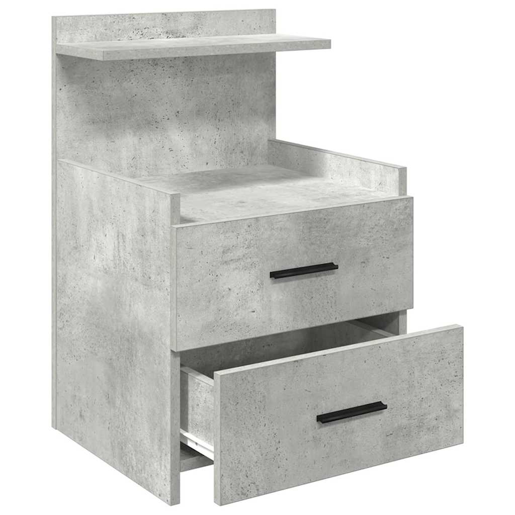 Mesa de cabeceira com 2 gavetas cinza concreto 40x36,5x62 cm