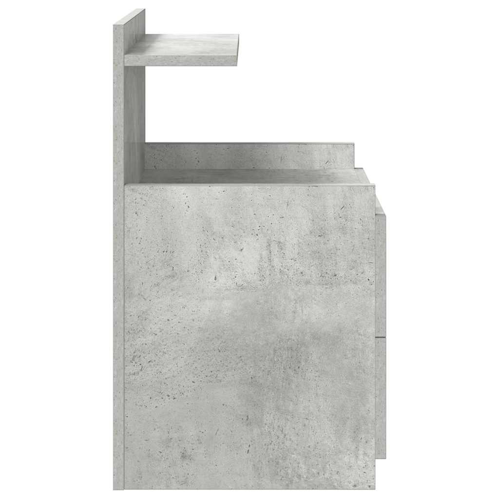 Mesa de cabeceira com 2 gavetas cinza concreto 40x36,5x62 cm