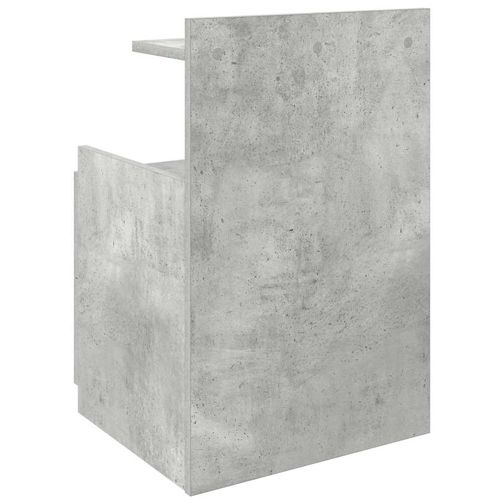 Mesa de cabeceira com 2 gavetas cinza concreto 40x36,5x62 cm