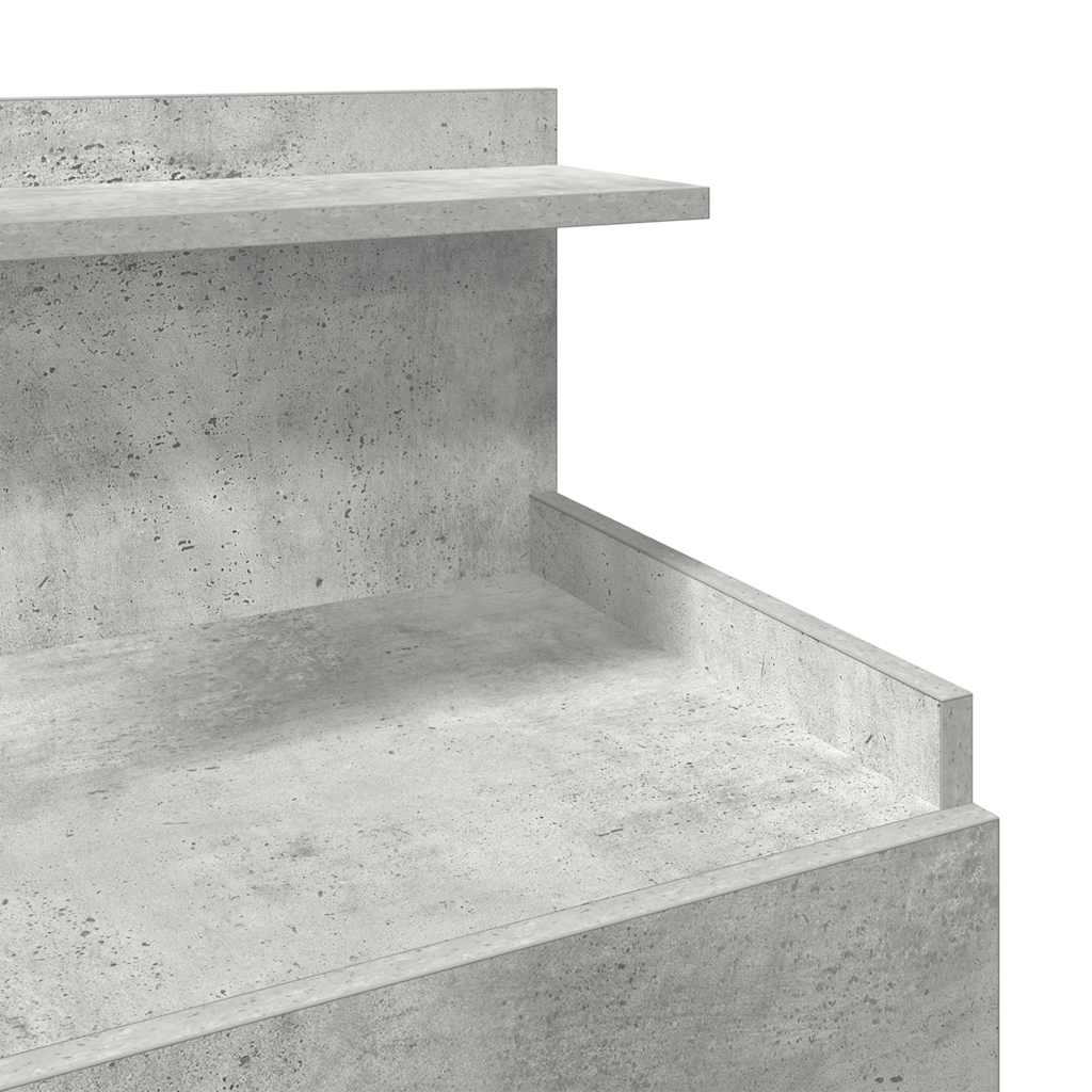 Mesa de cabeceira com 2 gavetas cinza concreto 40x36,5x62 cm