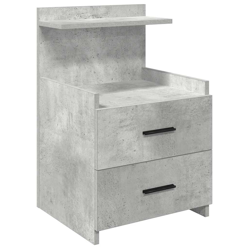 Mesas de cabeceira 2 peças com 2 gavetas cinza concreto 40x36,5x62 cm