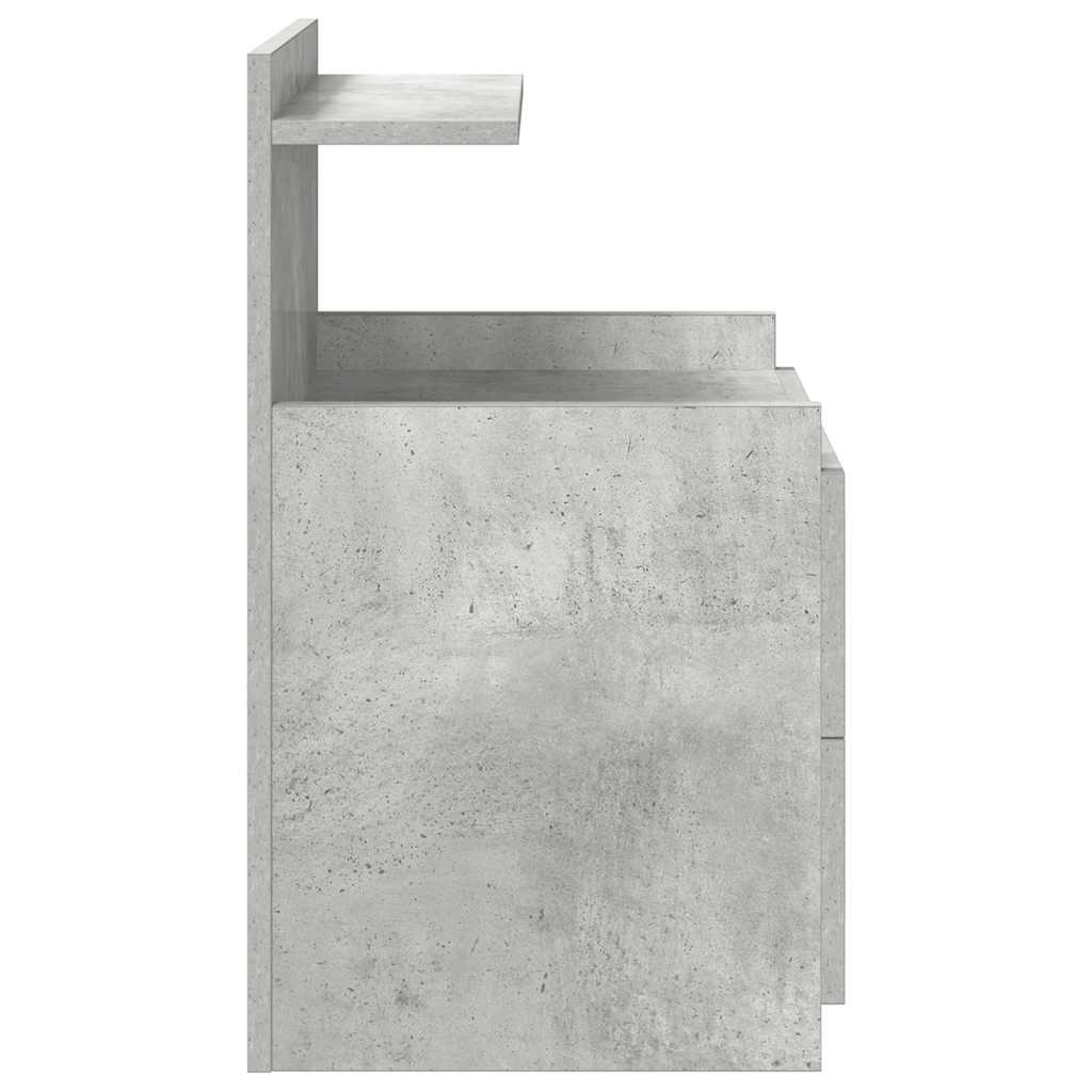 Mesas de cabeceira 2 peças com 2 gavetas cinza concreto 40x36,5x62 cm