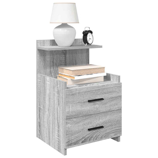 Mesas de cabeceira 2 peças com 2 gavetas cinza Sonoma 40x36,5x62 cm