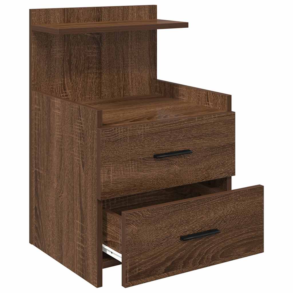 Mesa de cabeceira com 2 gavetas carvalho castanho 40x36,5x62 cm