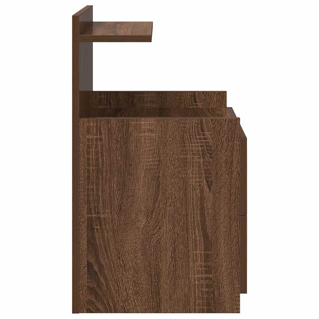 Mesa de cabeceira com 2 gavetas carvalho castanho 40x36,5x62 cm
