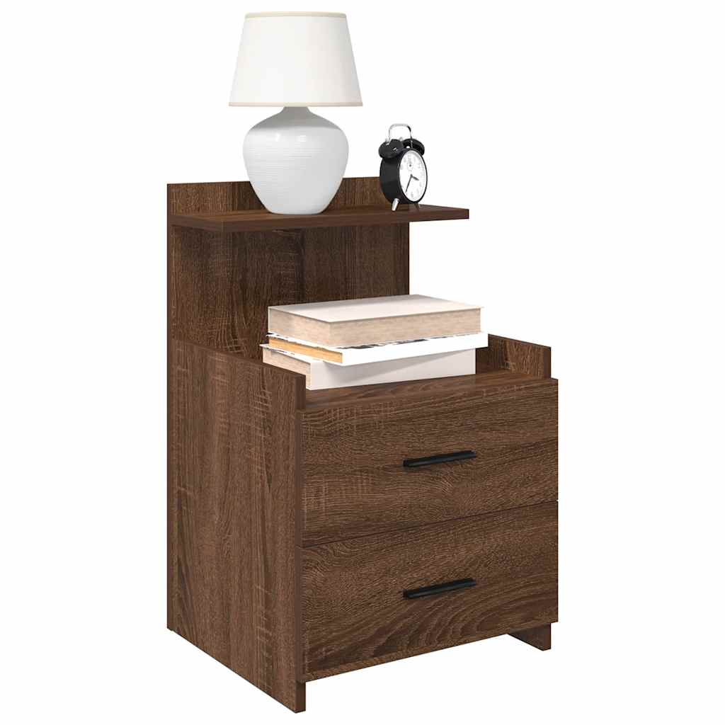 Mesa de cabeceira com 2 gavetas carvalho castanho 40x36,5x62 cm