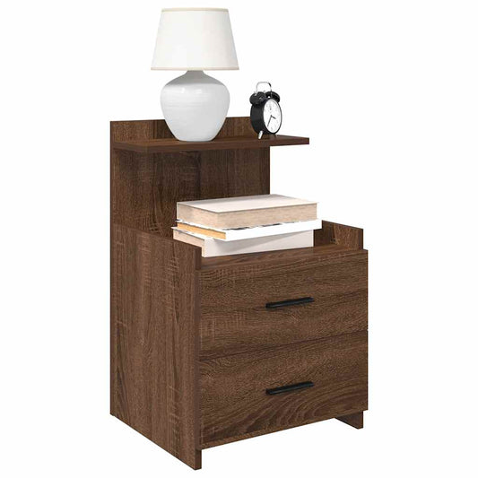 Mesa de cabeceira com 2 gavetas carvalho castanho 40x36,5x62 cm