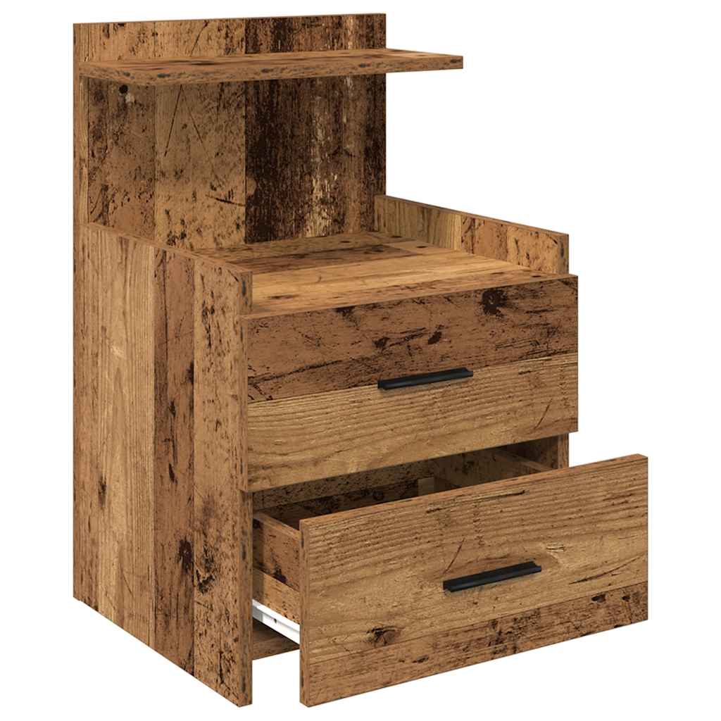Mesa de cabeceira com 2 gavetas madeira antiga 40x36,5x62 cm