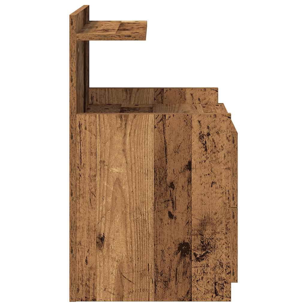Mesa de cabeceira com 2 gavetas madeira antiga 40x36,5x62 cm
