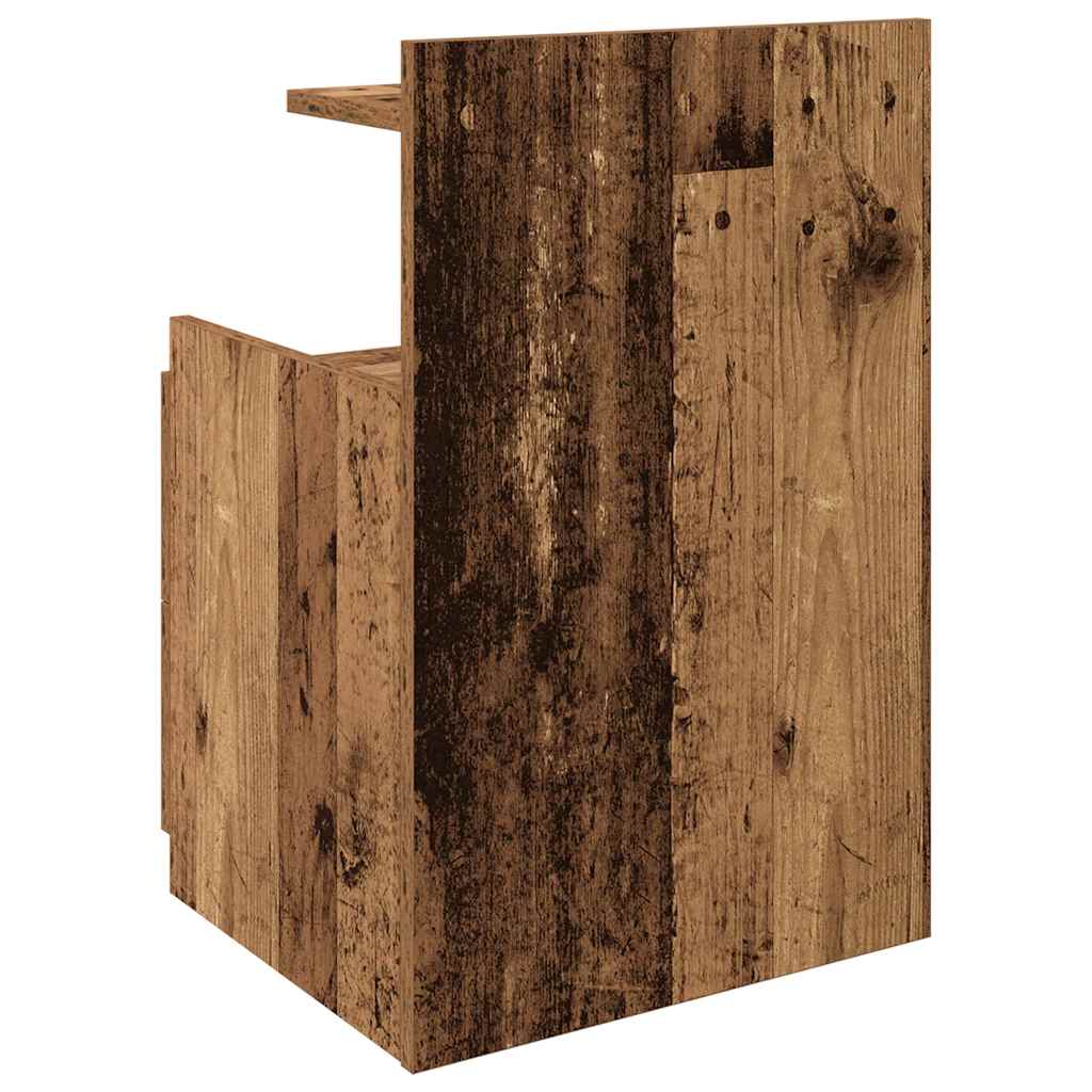 Mesa de cabeceira com 2 gavetas madeira antiga 40x36,5x62 cm